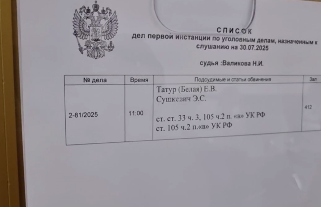 Финальное заседание по делу Белой и Сушкевич перенесли