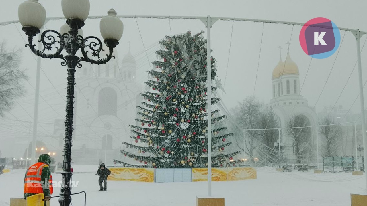 Ветер обломал макушку главной ёлки Калининграда