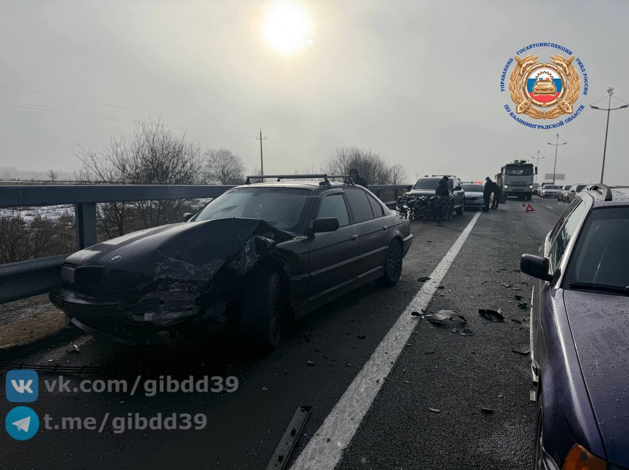 Сразу 9 машин попали в одно ДТП на Приморском полукольце