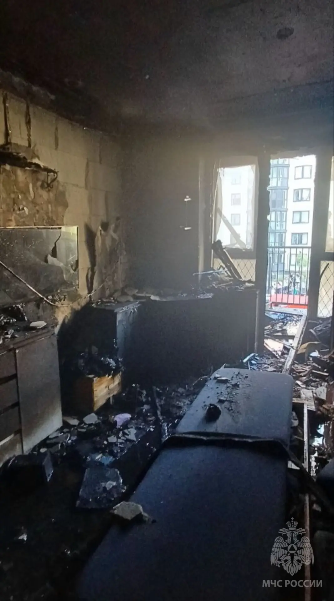 При пожаре в многоэтажке на Батальной спасли собаку и эвакуировали 14 человек