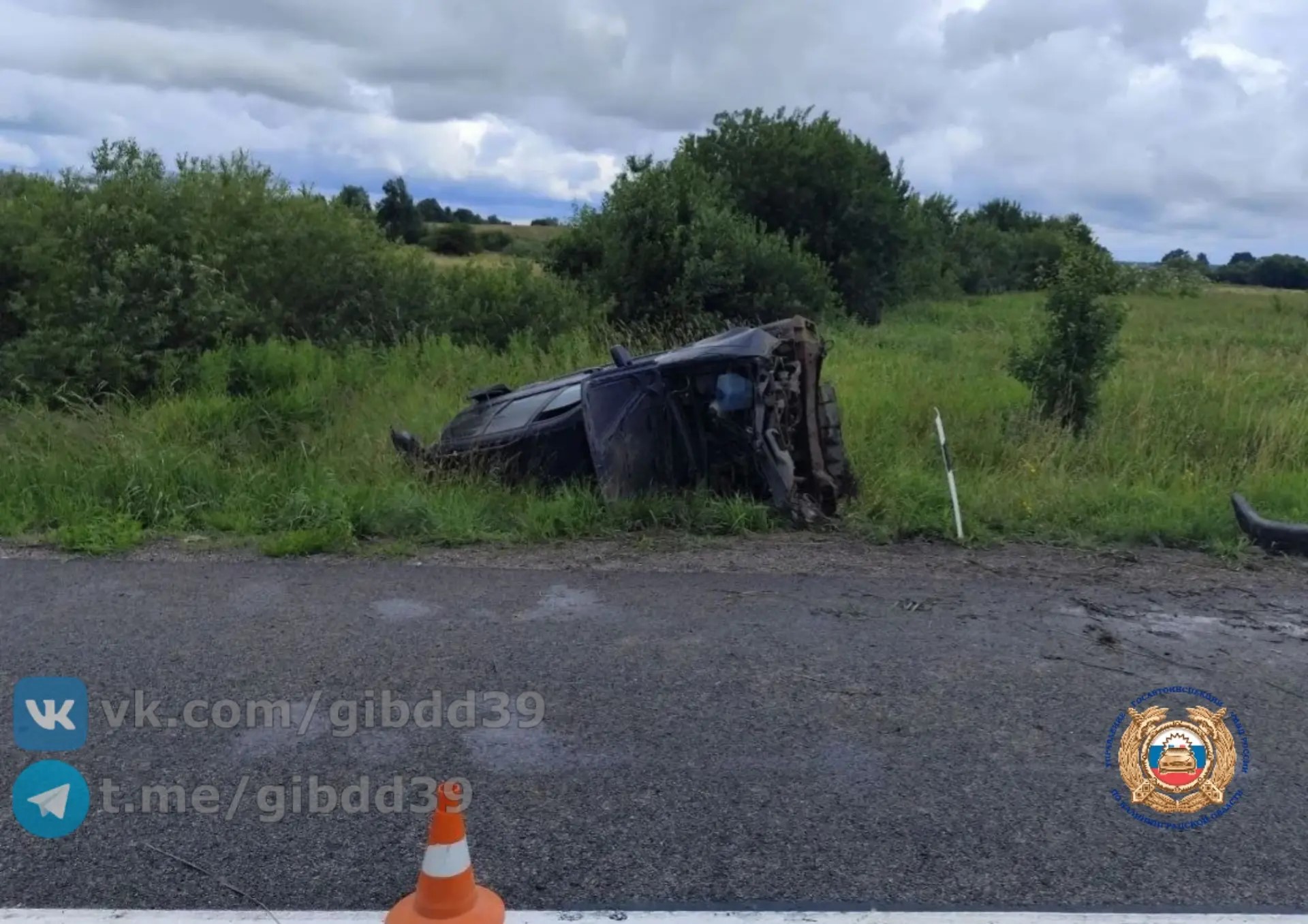В ДТП под Багратионовском опрокинулся автомобиль