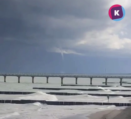 Над морем в Зеленоградске заметили водяной смерч